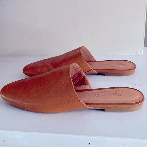 Madewell Cory leather flat mules English saddle tan size 8 - Picture 7 of 14